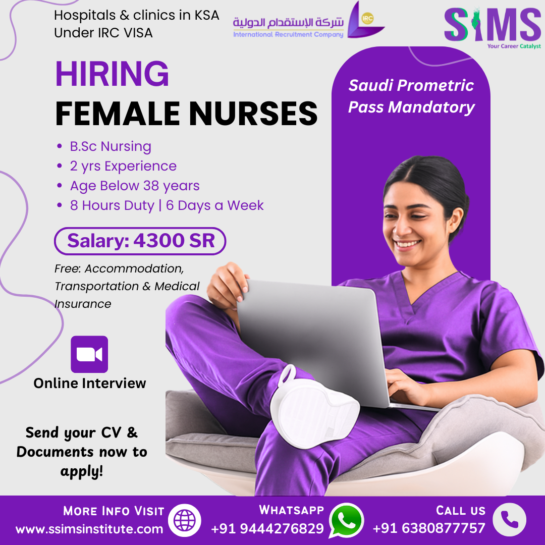 Female Nurses – KSA (IRC Visa) — job poster